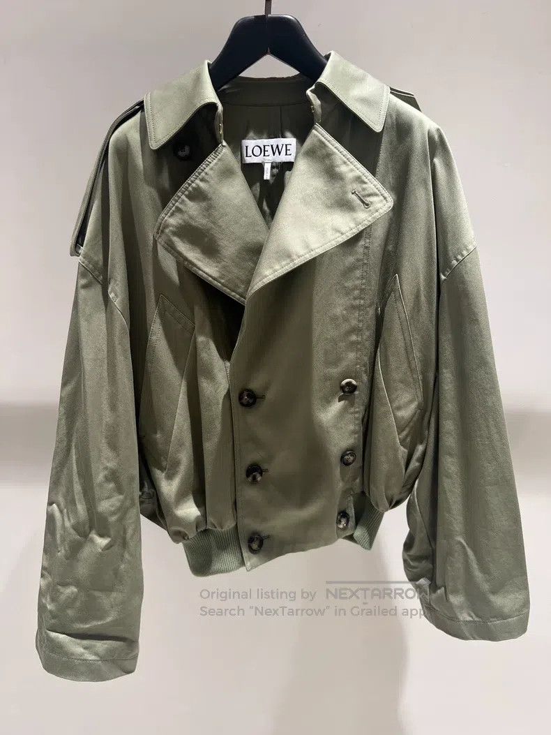 Loewe Military Green Short Windbreaker Jacket