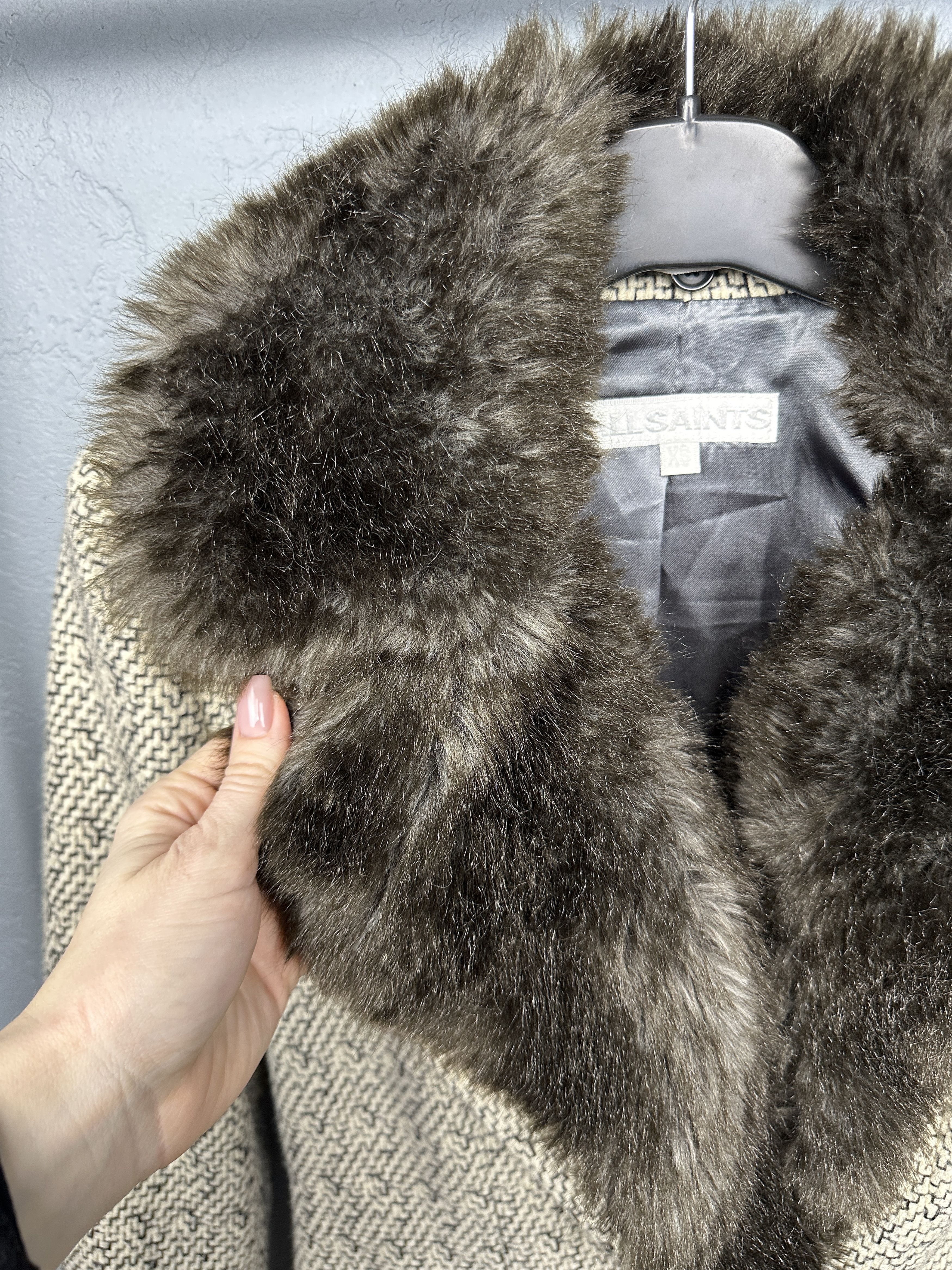 Allsaints AllSaints Vintage Womens Wool Coat Jacket Fur Collar Size XS / US 0-2 / IT 36-38 - 3 Thumbnail