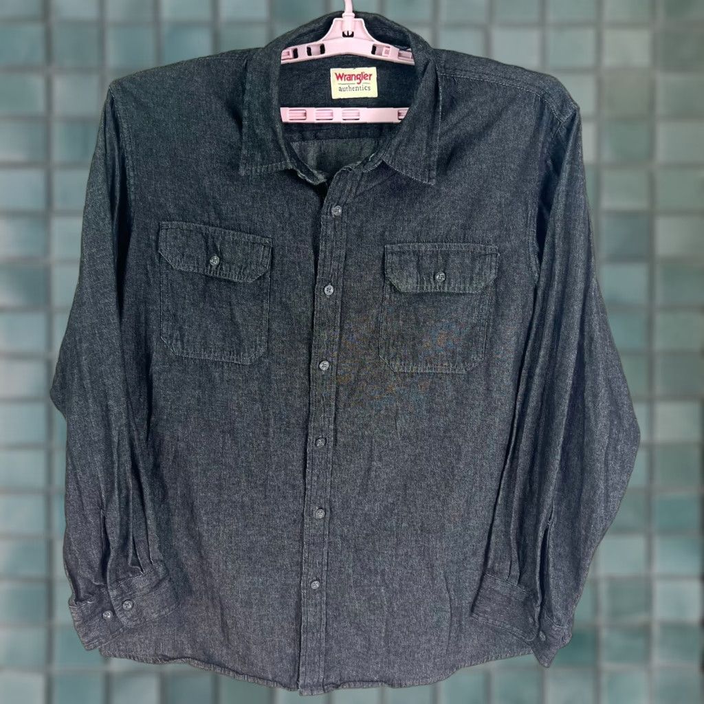 Wrangler Wrangler Authentic Western Button-Up Shirt XL Black Long Sleeve Casual Fit Mens Size US XL / EU 56 / 4 - 1 Thumbnail