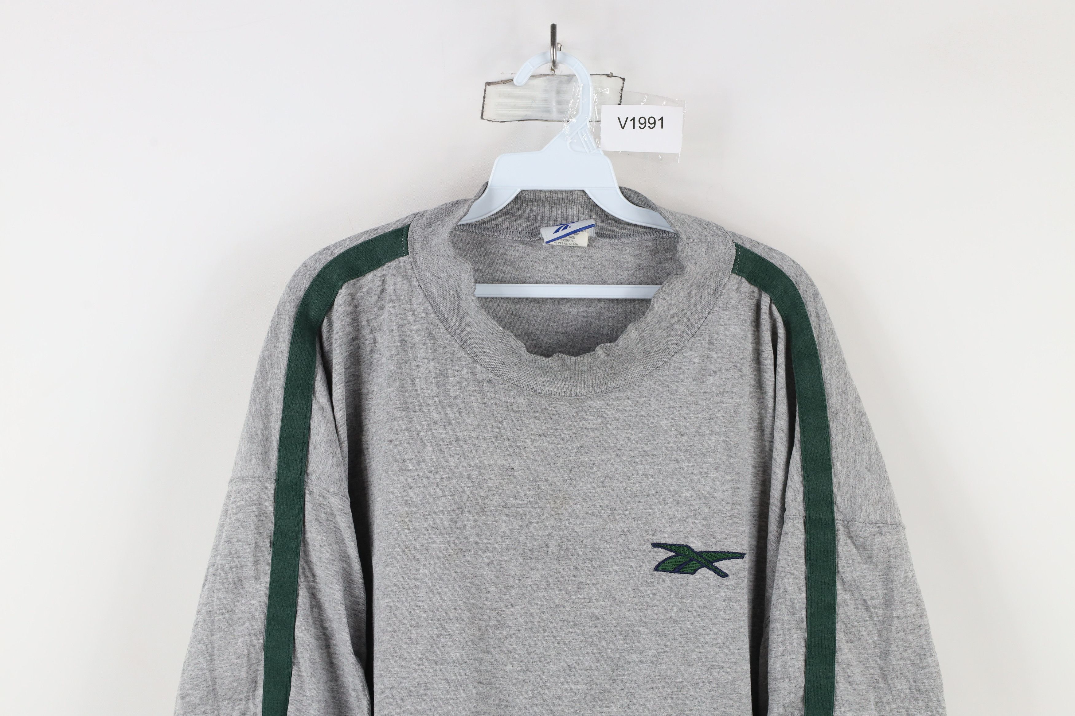 Reebok × Vintage Vintage 90s Reebok Logo Mock Neck Long Sleeve T-Shirt Size US XXL / EU 58 / 5 - 2 Thumbnail