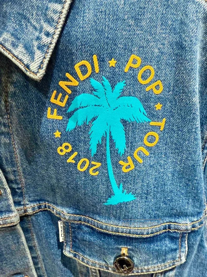 Fendi Fendi Beach Sequin Letter Logo Embroidered Denim Jacket Size XXS / US 00 / IT 34 - 4 Thumbnail