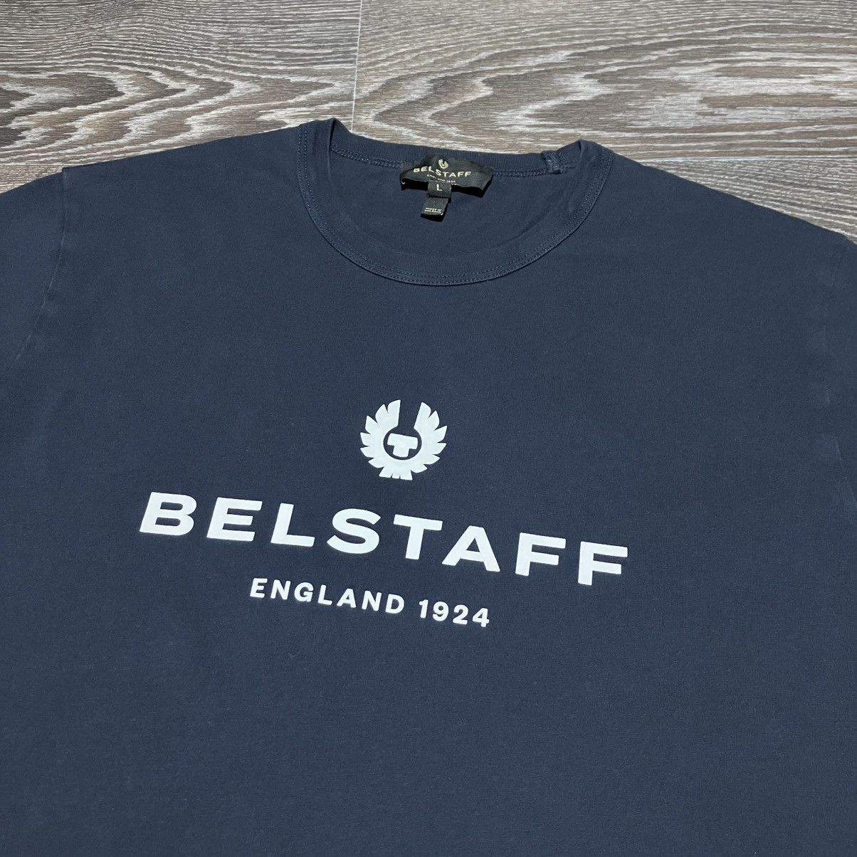 Belstaff BELSTAFF 1924 Chest Logo Print Navy Cotton Slim Fit T-shirt Size US M / EU 48-50 / 2 - 2 Thumbnail