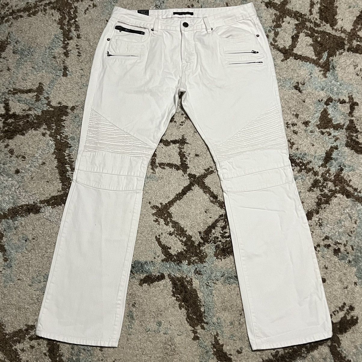 image of Cult Of Individuality Rebel Cycle White Moto Jeans 38X32, Men's