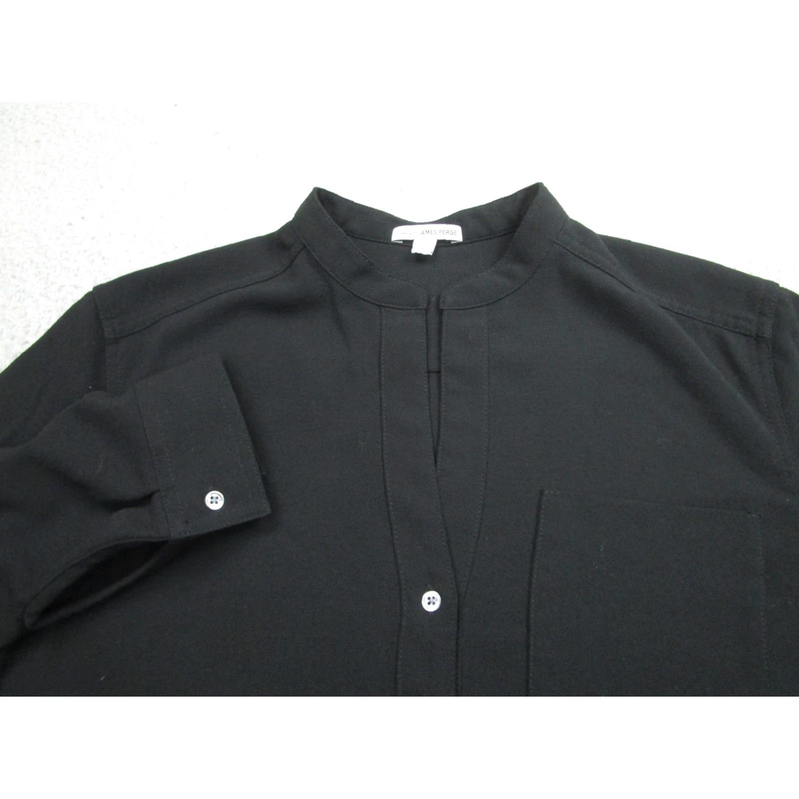 James Perse James Perse Shirt Womens Small Black Mandarin Collar Long Sleeve Pocket Button Up Size S / US 4 / IT 40 - 3 Thumbnail