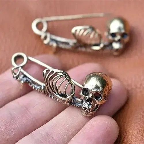 Jewelry 2Pcs / Set Gothic Skull Safety Brooches Size ONE SIZE - 5 Thumbnail