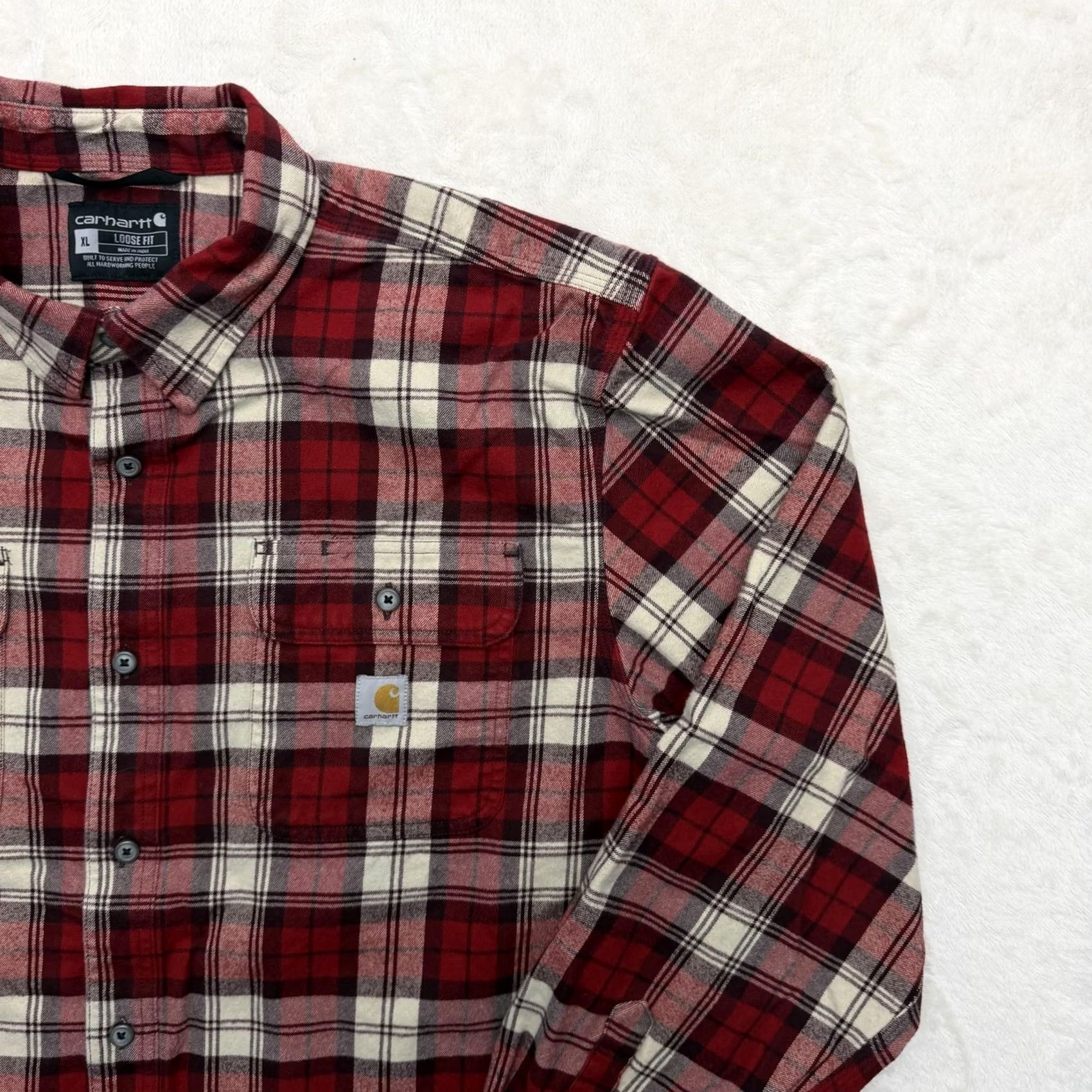 Carhartt Carhartt Flannel Shirt Shacket Mens XL Red Plaid Button Up Workwear Outdoor Size US XL / EU 56 / 4 - 4 Thumbnail