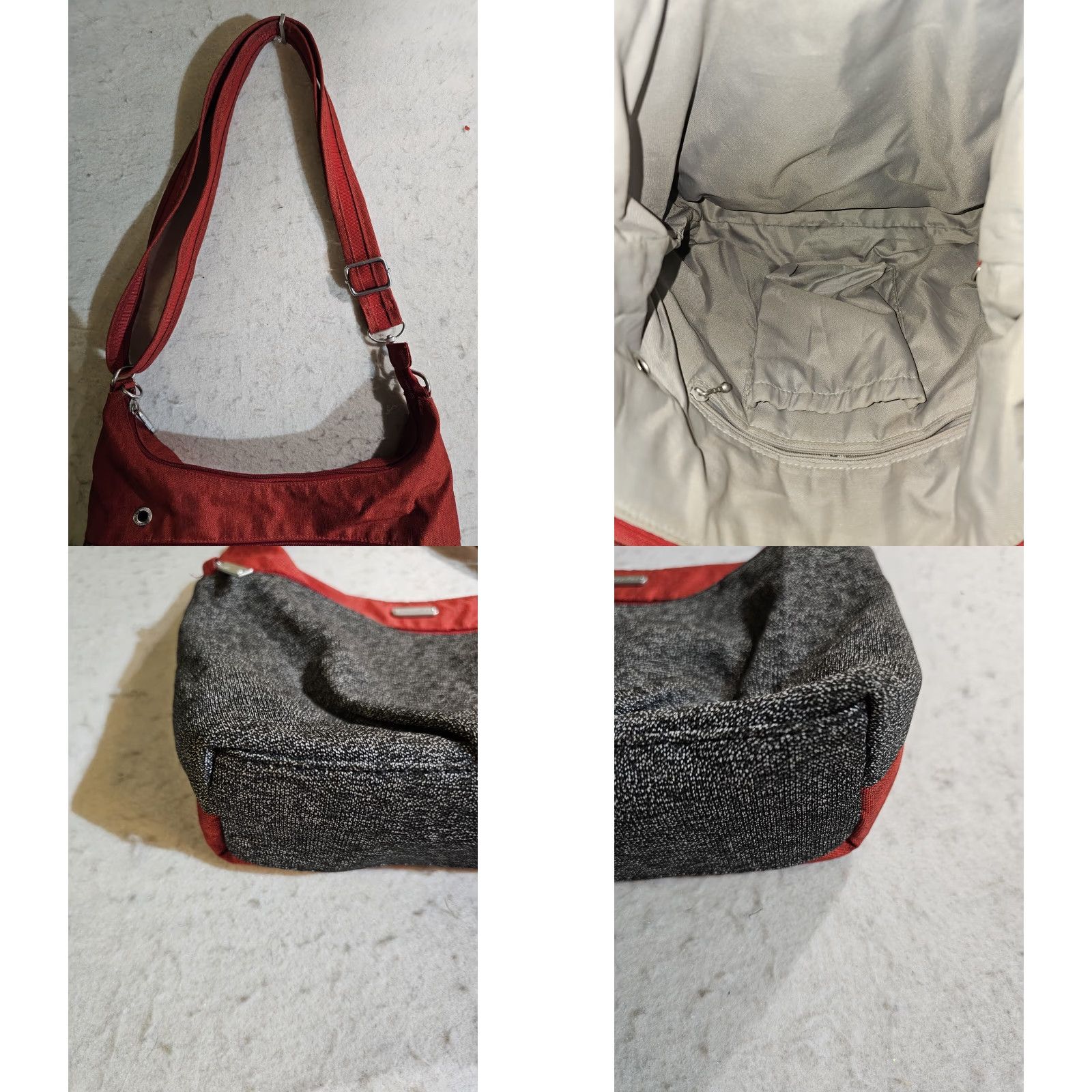 Vintage Baggallini SecurTex Anti Theft Half Moon Crossbody Travel Bag Red & Gray Handbag Size ONE SIZE - 8 Thumbnail