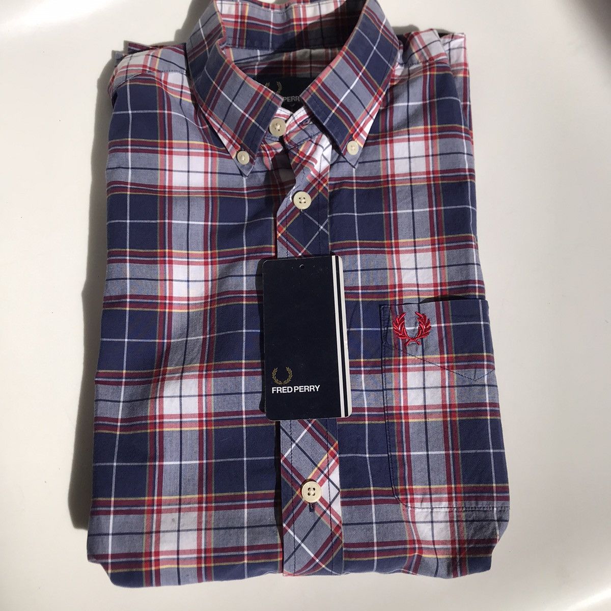 Fred Perry Plaid Tartan Checkered Shirt Button down trimfit