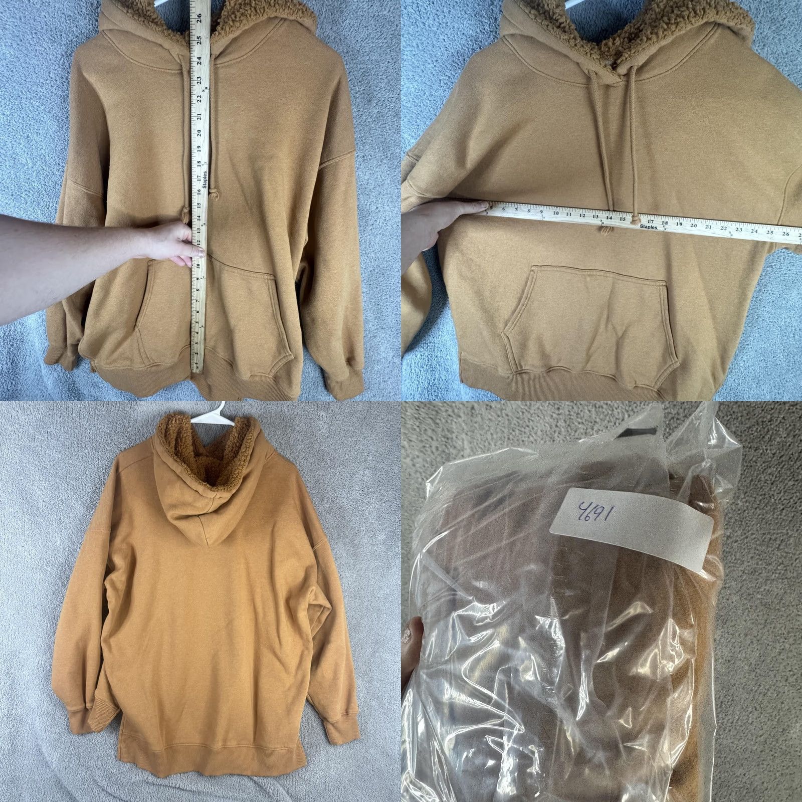 Vintage American Eagle Hoodie Womens Medium Brown Sherpa Fleece Kangaroo Pocket Pullover Crew Neck Front Pouch Casual Winter Size M / US 6-8 / IT 42-44 - 8 Thumbnail