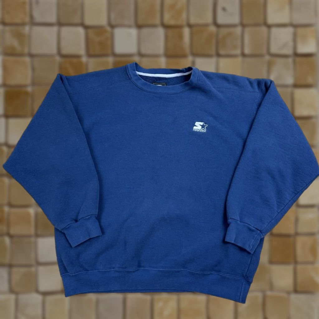 Vintage VINTAGE Starter 90s Embroidered Crewneck Sweatshirt - XL Men Blue Cotton Blend Pullover, Logo, Lightweight, Regular Fit, Made In USA Size US XL / EU 56 / 4 - 1 Thumbnail