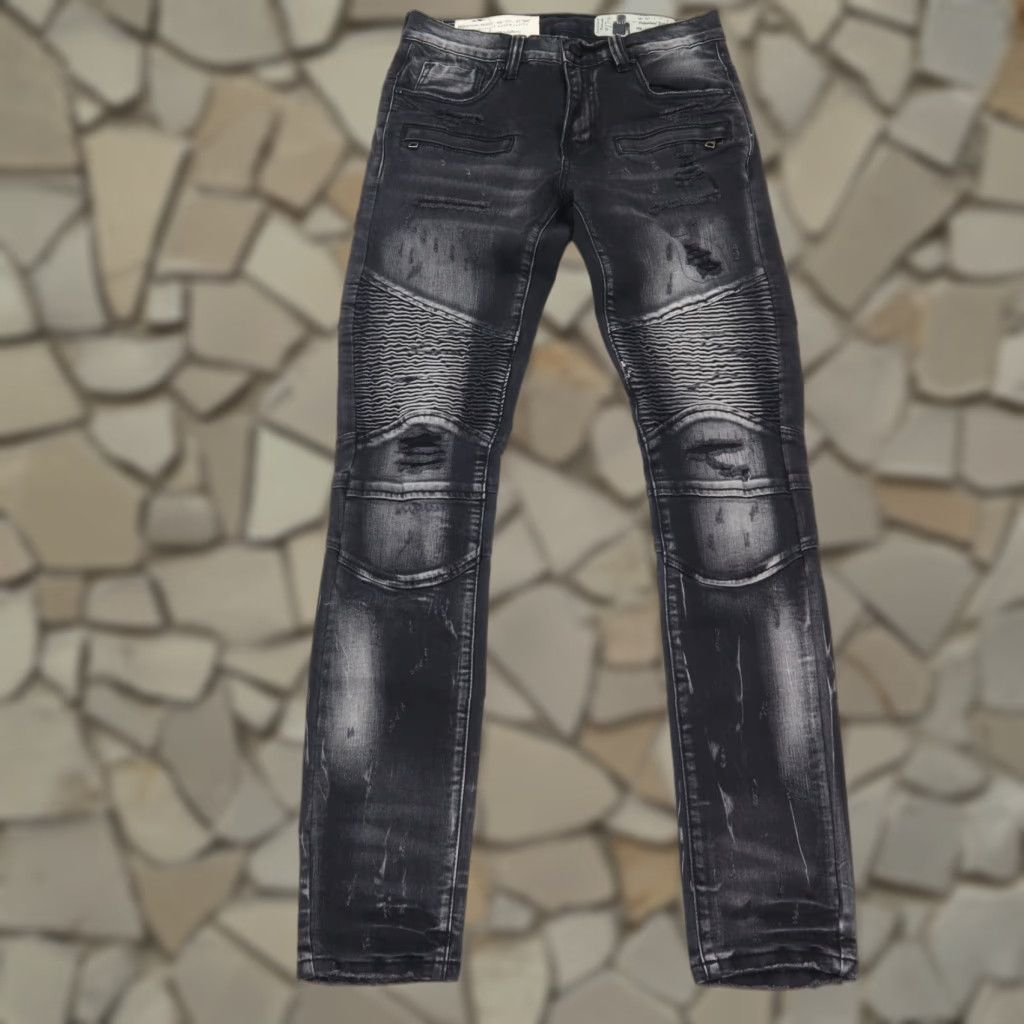 Industrial Indigo Jeans Mens 30x32 Skinny Stretch Black Denim