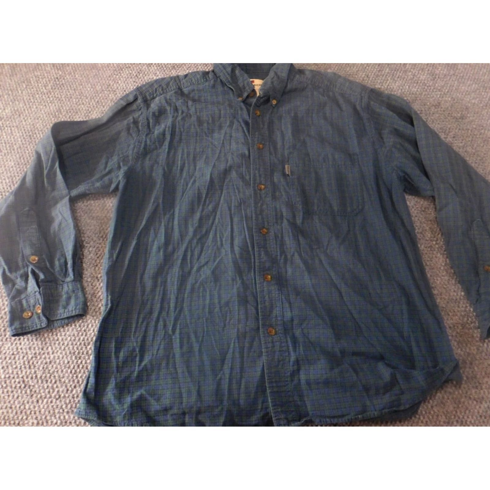 Vintage VINTAGE Woolrich Mens Shirt L Blue Plaid Button-Up Knit Cotton Casual Long Sleeve Button-Down Collar Mens Regular Features Pockets Size US L / EU 52-54 / 3 - 2 Thumbnail
