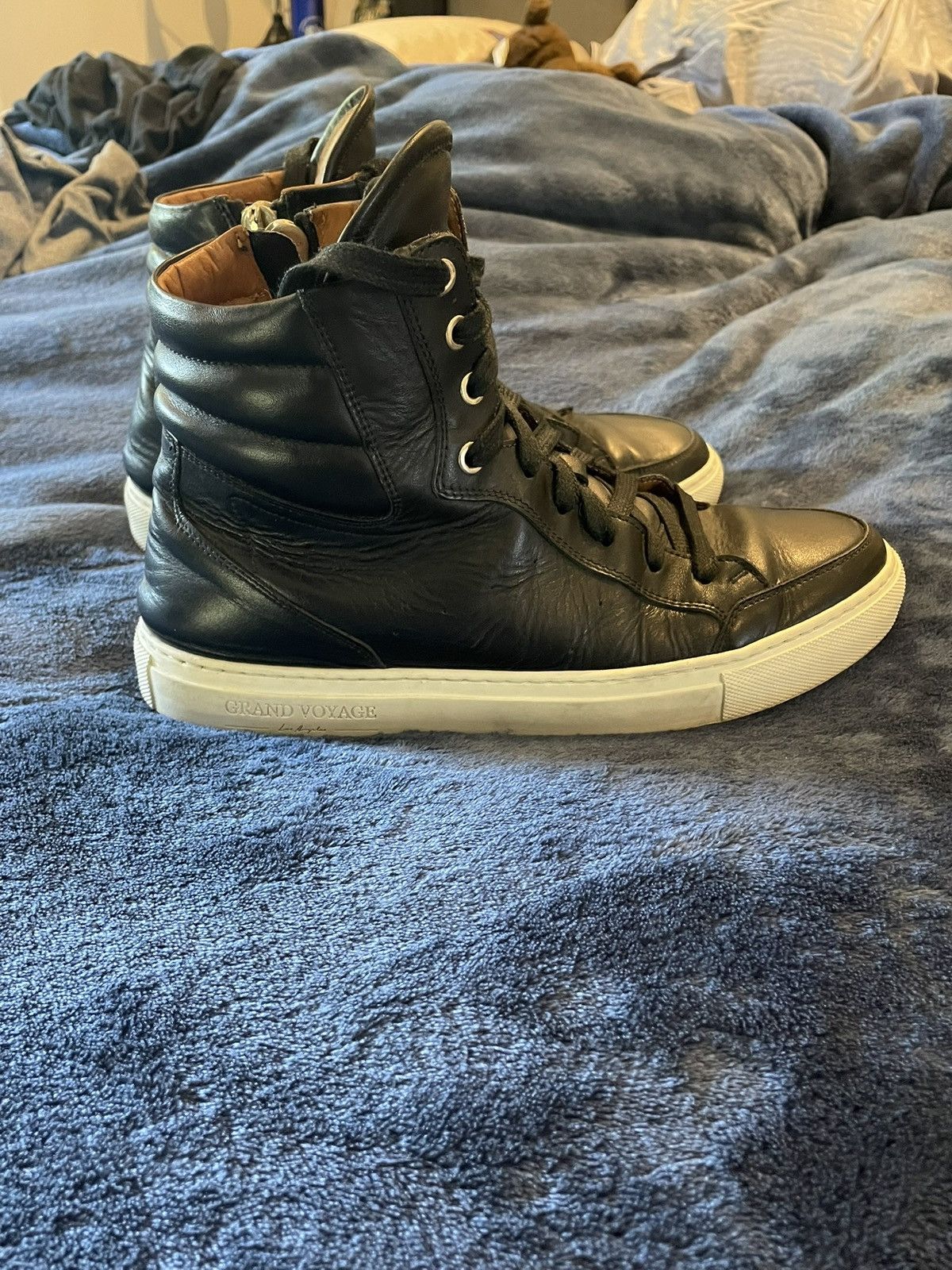 Nordstrom Leather Designer zipper Hightops Size US 8.5 / EU 41-42 - 2 Thumbnail