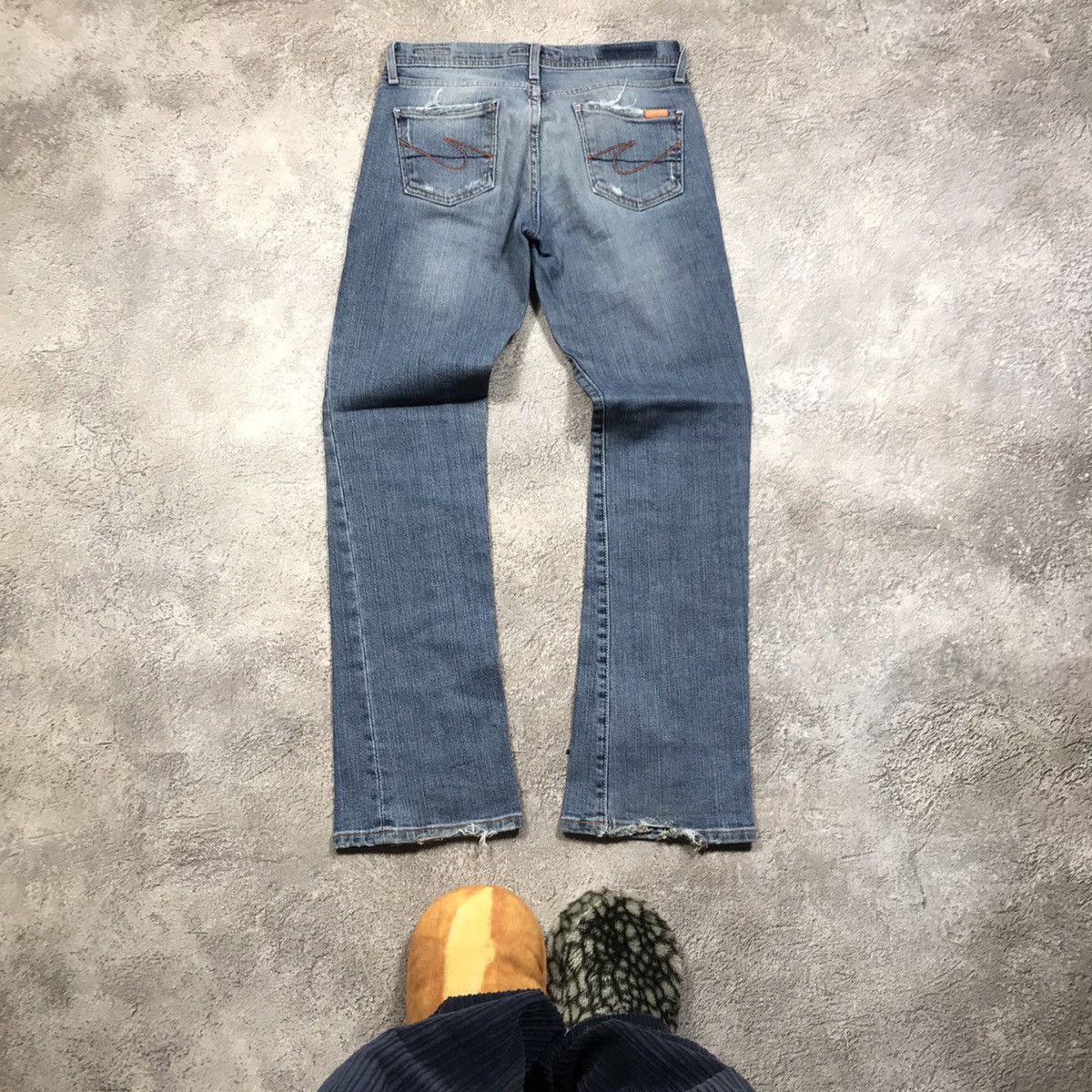 Vintage Vintage Y2K Distressed Flared Jeans Skate Grunge Cropped 27 Size 27" / US 4 / IT 40 - 3 Thumbnail