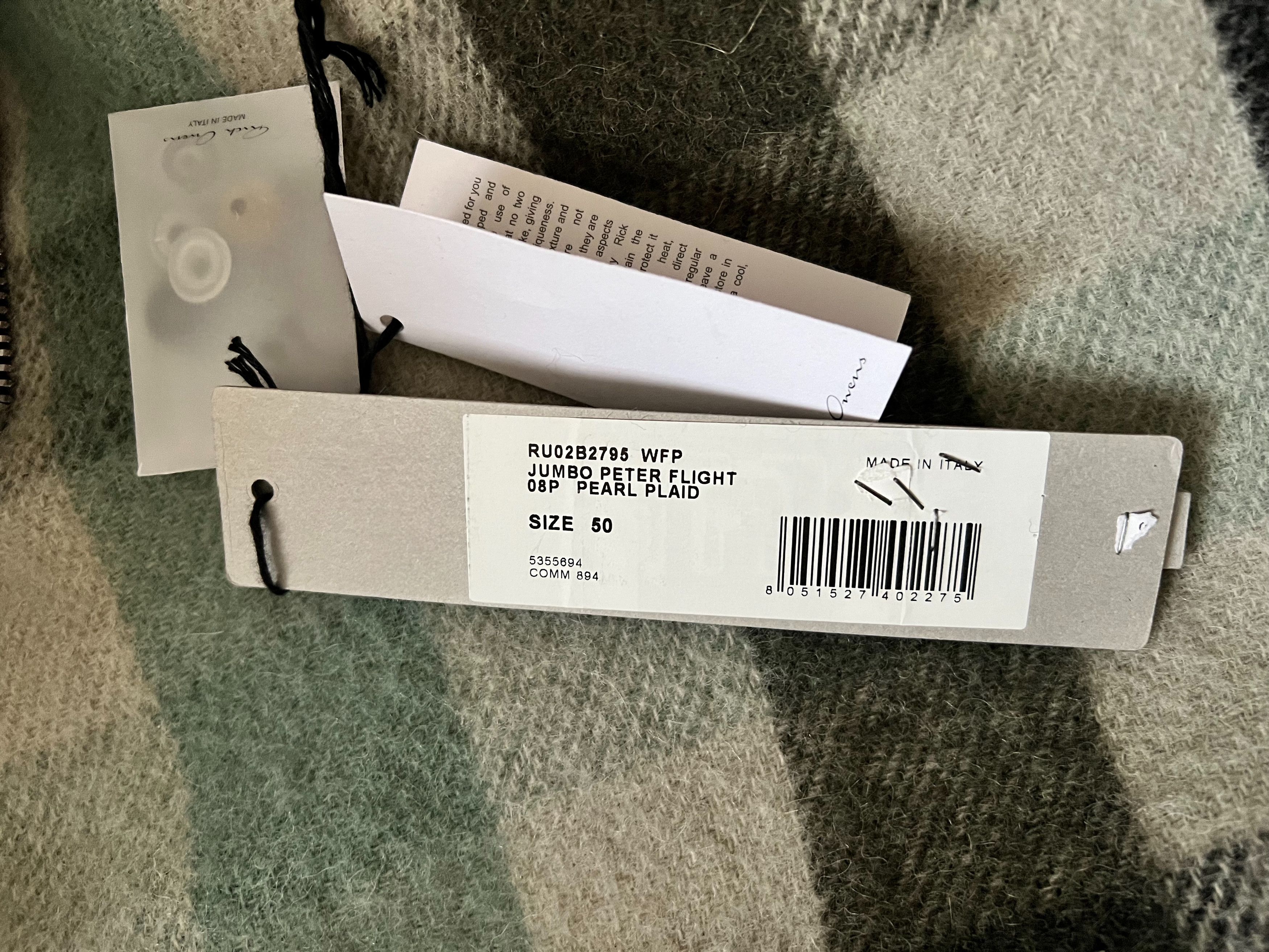 Rick Owens Jumbo Peter Flight Pearl Plaid Size US M / EU 48-50 / 2 - 13 Thumbnail