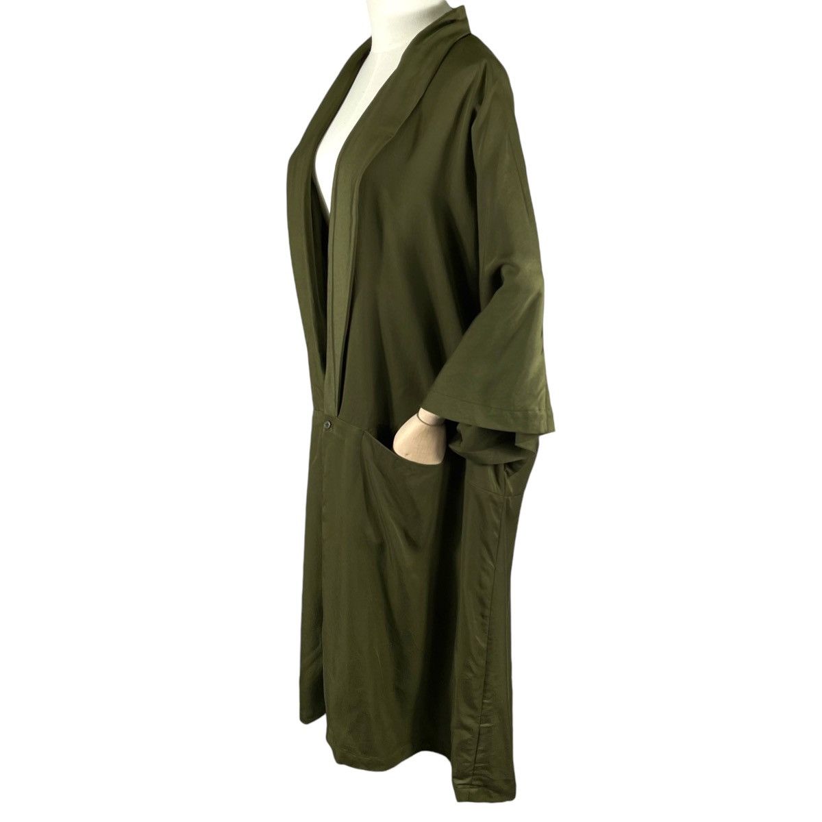 Limi Feu LIMI FEU Yohji Yamamoto Olive Green Kimono Coat Long Robe Size S / US 4 / IT 40 - 4 Thumbnail