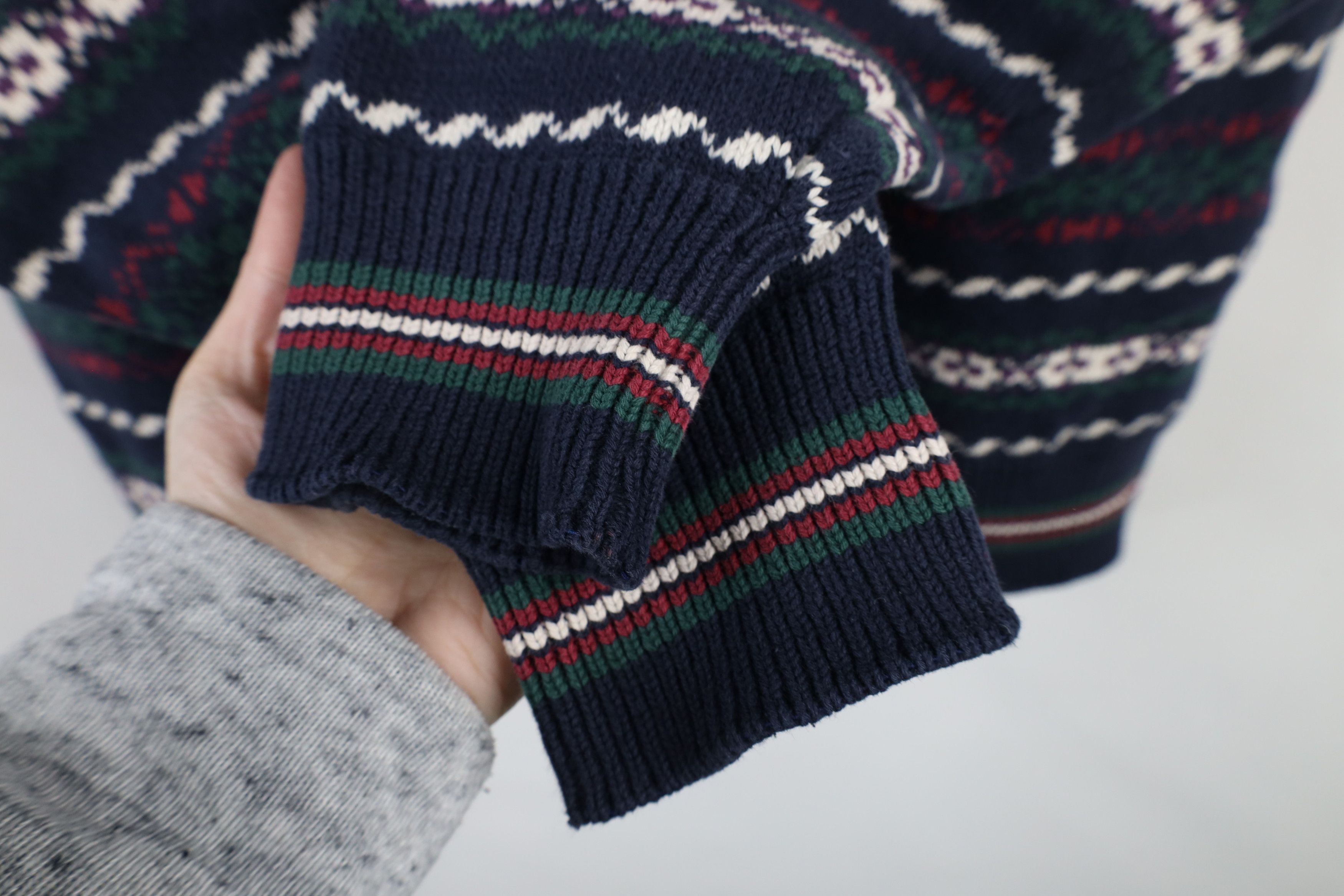 Vintage Vintage 90s Streetwear Rainbow Fair Isle Cotton Knit Sweater Size US L / EU 52-54 / 3 - 6 Thumbnail