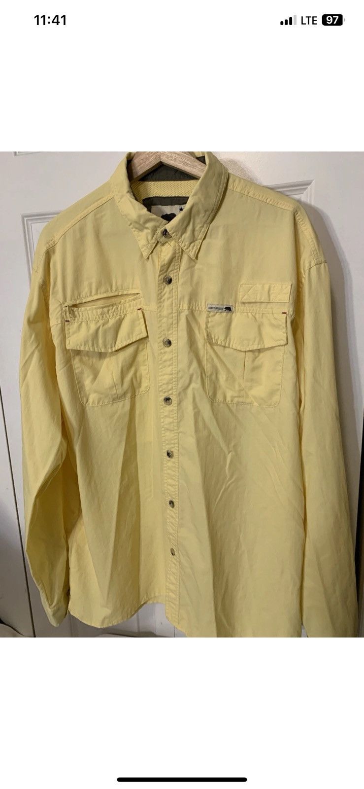 Dakota Grizzly Dakota Grizzly Mens Sz XL Button Shirt Yellow Zip Pockets Size US XL / EU 56 / 4 - 3 Thumbnail