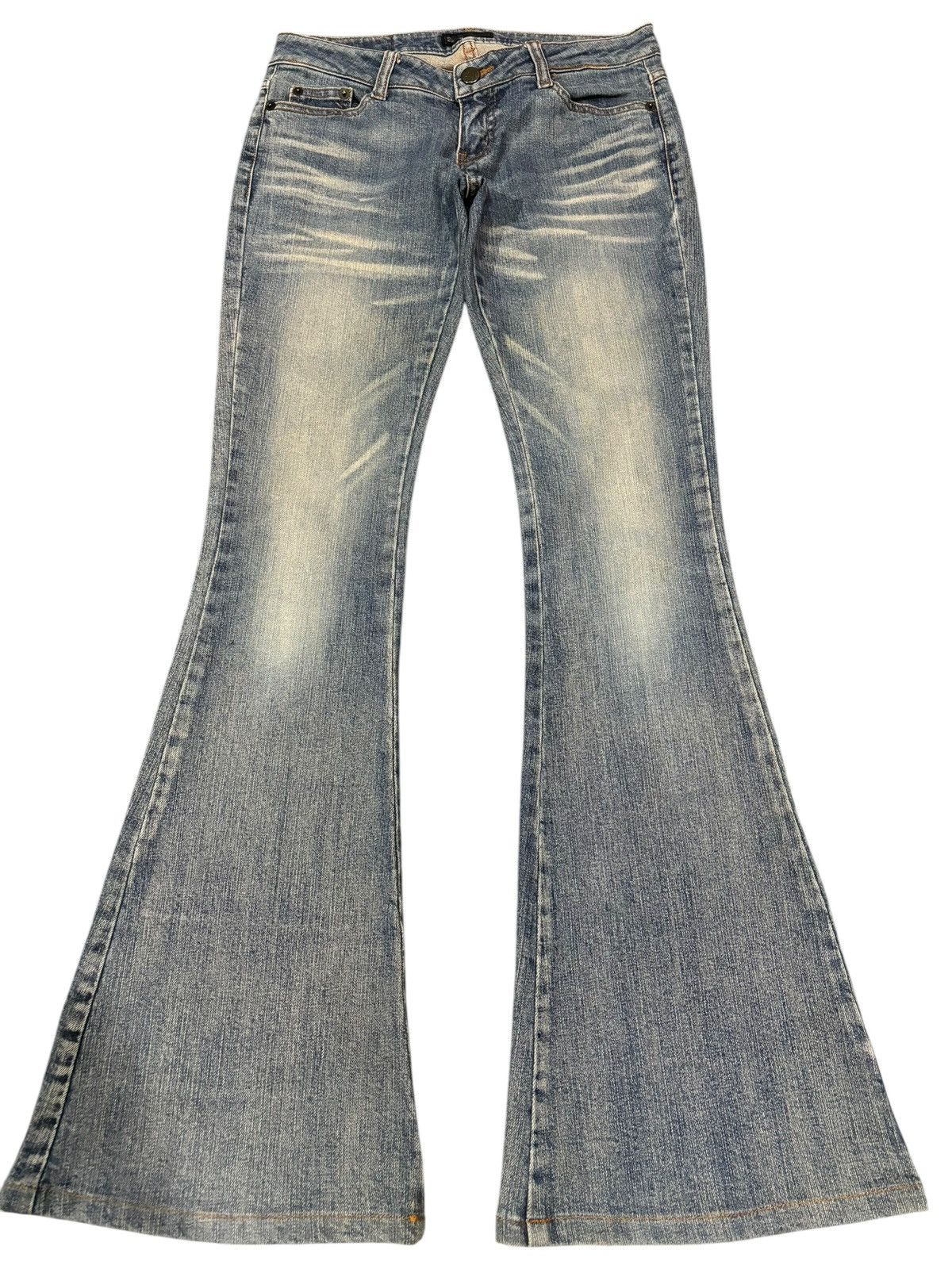 Japanese Brand Y2k BAD Flared Bootcut Faded Bondage Punk Stretch Jeans Size US 29 - 1 Thumbnail