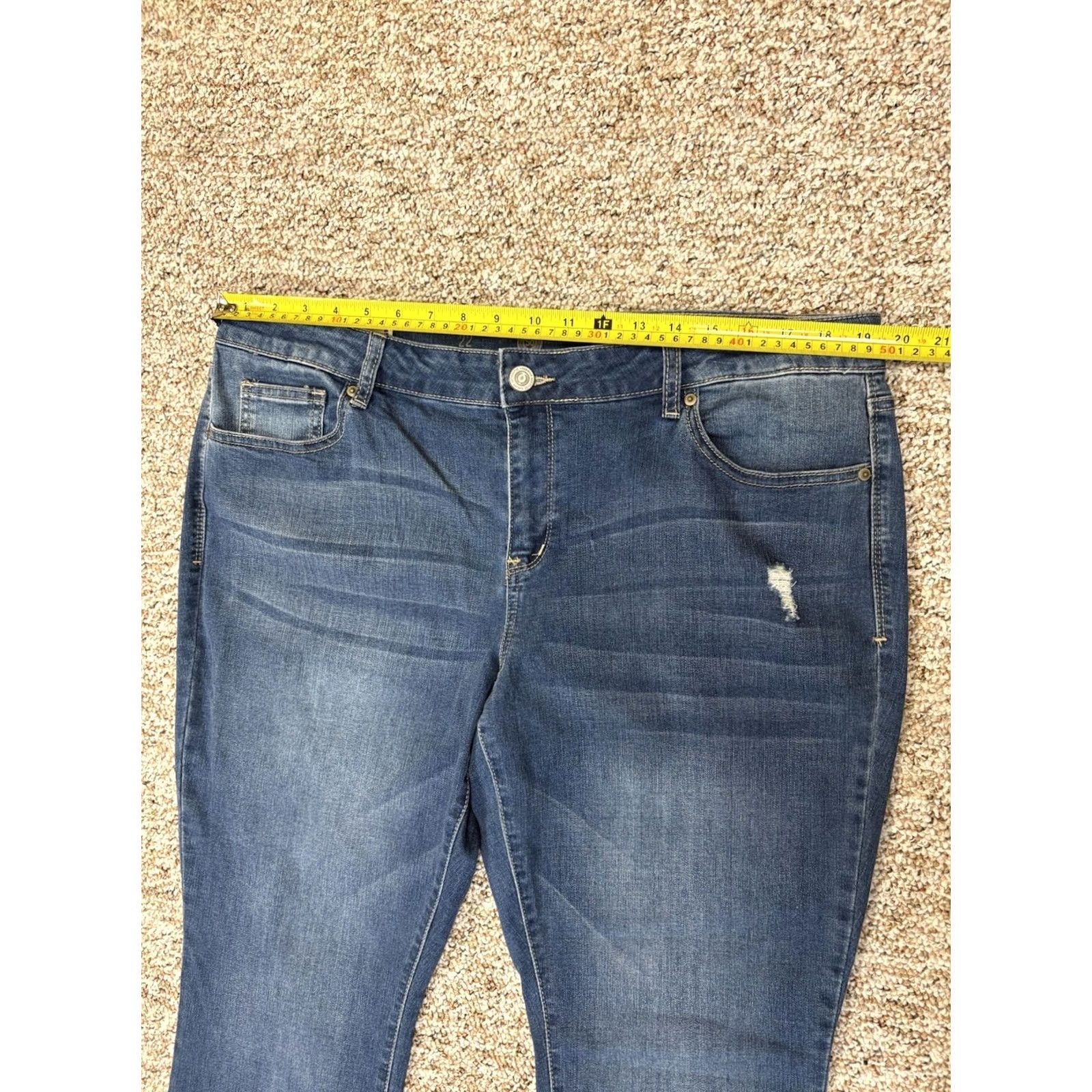 Vintage Kohls Low Rise Skinny Jeans Womens Size 22 Dark Blue Distressed - 45 in Size 30" / US 8 / IT 44 - 6 Thumbnail