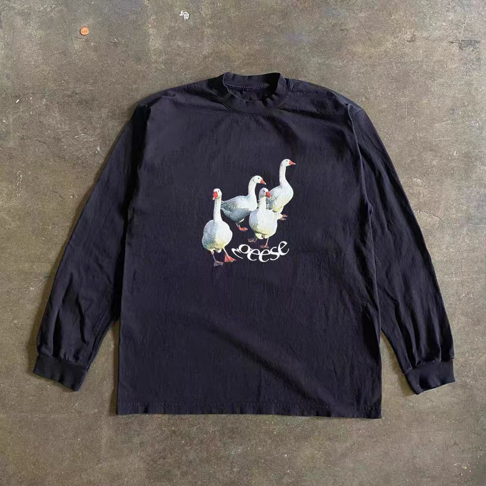Vintage Black washed vintage goose print long-sleeved t-shirt Size US M / EU 48-50 / 2 - 1 Thumbnail