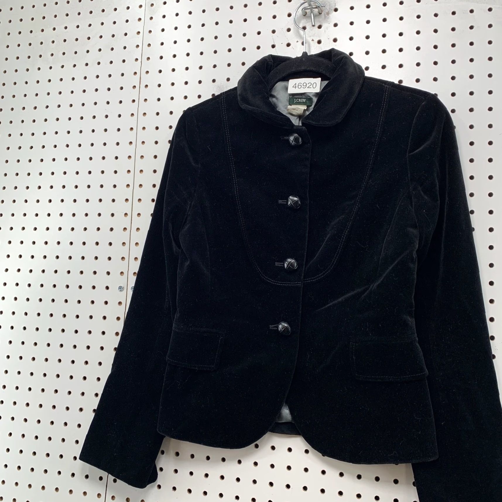 Velvet VINTAGE J CREW Velvet Blazer Womens 0 Black Collared Business Work Lined Size XXS / US 00 / IT 34 - 5 Thumbnail
