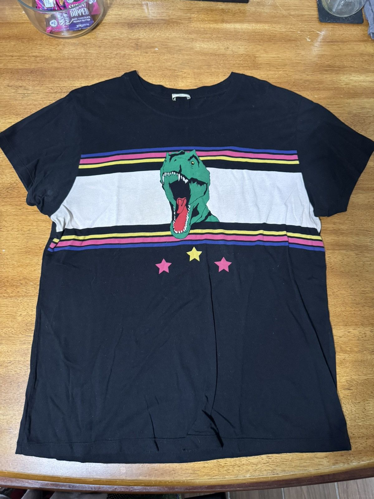 Saint Laurent Dinosaur Graphic T-Shirt Black L