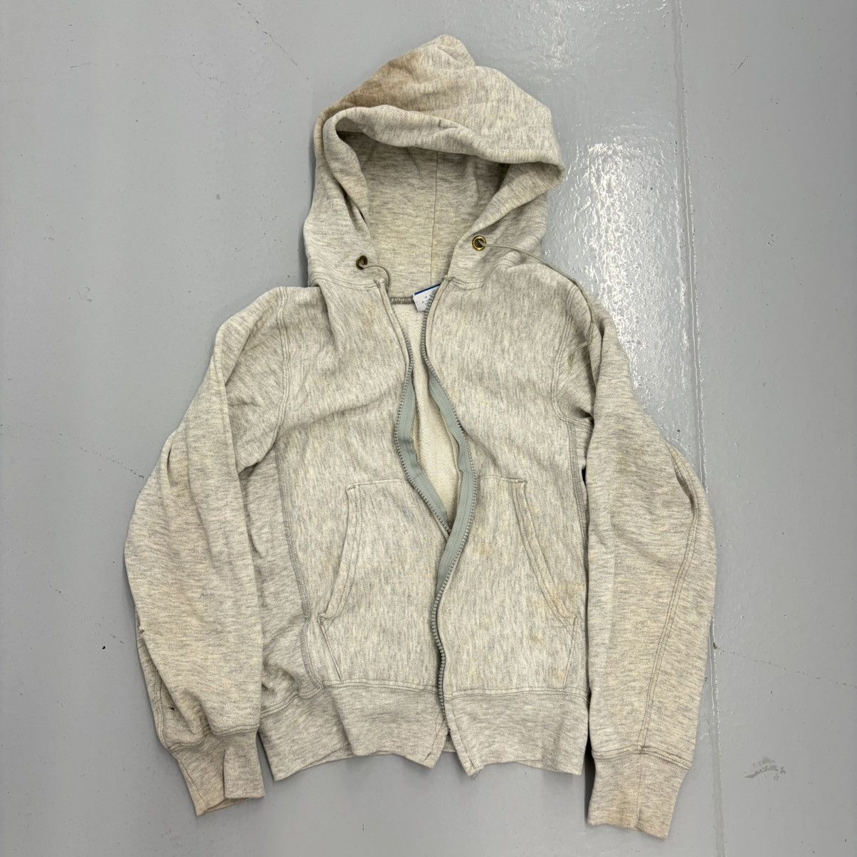 Champion Vintage 90s Champion Grey Distressed Blank Full Zip Hoodie Size XS / US 0-2 / IT 36-38 - 1 Thumbnail