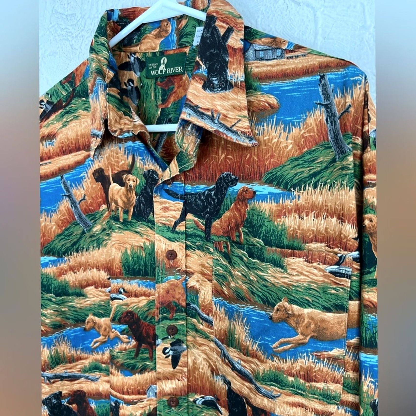 Vintage VINTAGE 3 Forks The Wolf River Shirt XL Labrador Hunting Button Up Mens USA Size US XL / EU 56 / 4 - 3 Thumbnail