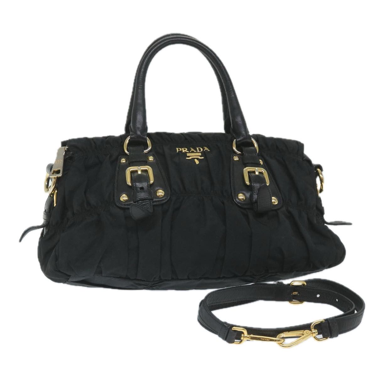 image of Prada Hand Bag Nylon 2Way Black Auth Ki3644, Women's