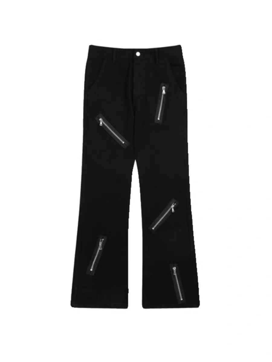 Japanese Brand × Jean High Street Black Hip Hop Micro Flare Loose Zipper Jeans Size US 34 / EU 50 - 5 Thumbnail
