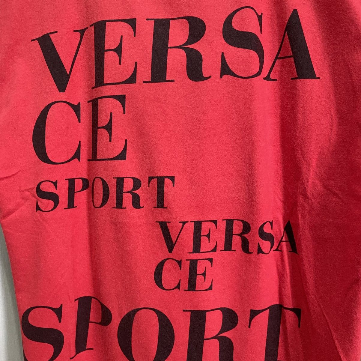 Versace Vintage 90s Versace Sport Spell-Out Logo T-Shirt - Red Size US L / EU 52-54 / 3 - 5 Thumbnail