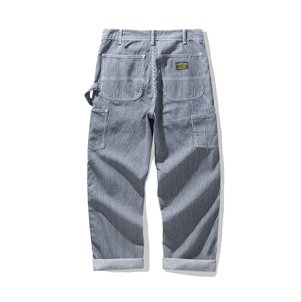 Denim Railway Workers Pants Multi Pocket Work Overalls Jeans