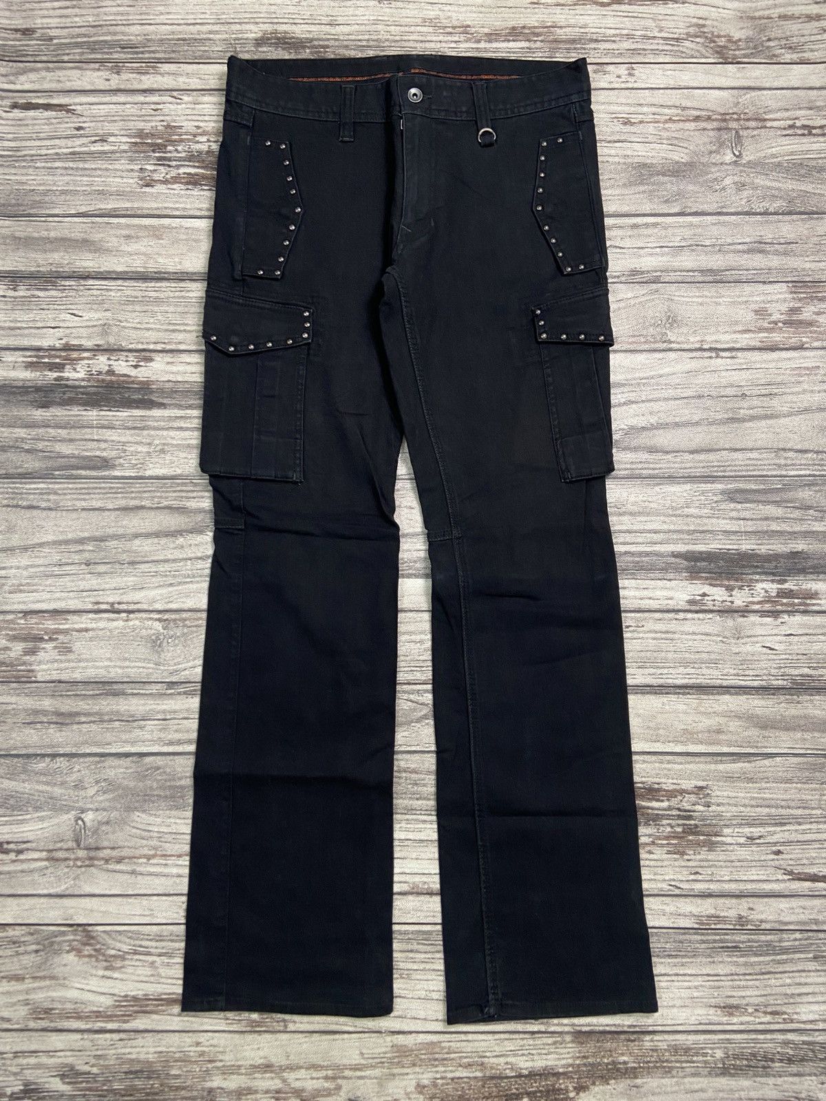If Six Was Nine × KMRii × Le Grande Bleu (L.G.B.) 🔥Rare🔥2000s NCFM Punk Avant Garde Studded Cargo Jeans Size US 34 / EU 50 - 3 Thumbnail