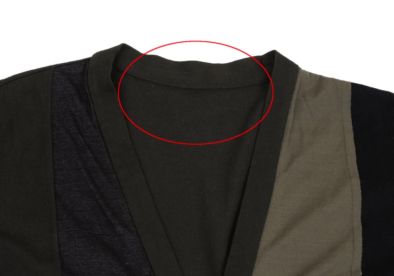 Yohji Yamamoto Cotton Panel Long Cardigan in Khaki and Black Size US M / EU 48-50 / 2 - 3 Thumbnail