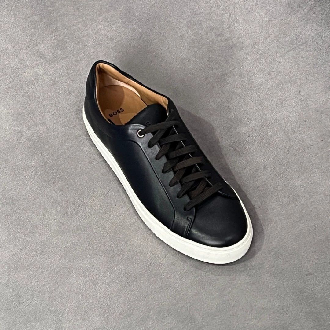 Hugo Boss HUGO BOSS Black Calf Leather Sneakers Size US 10 / EU 43 - 7 Thumbnail