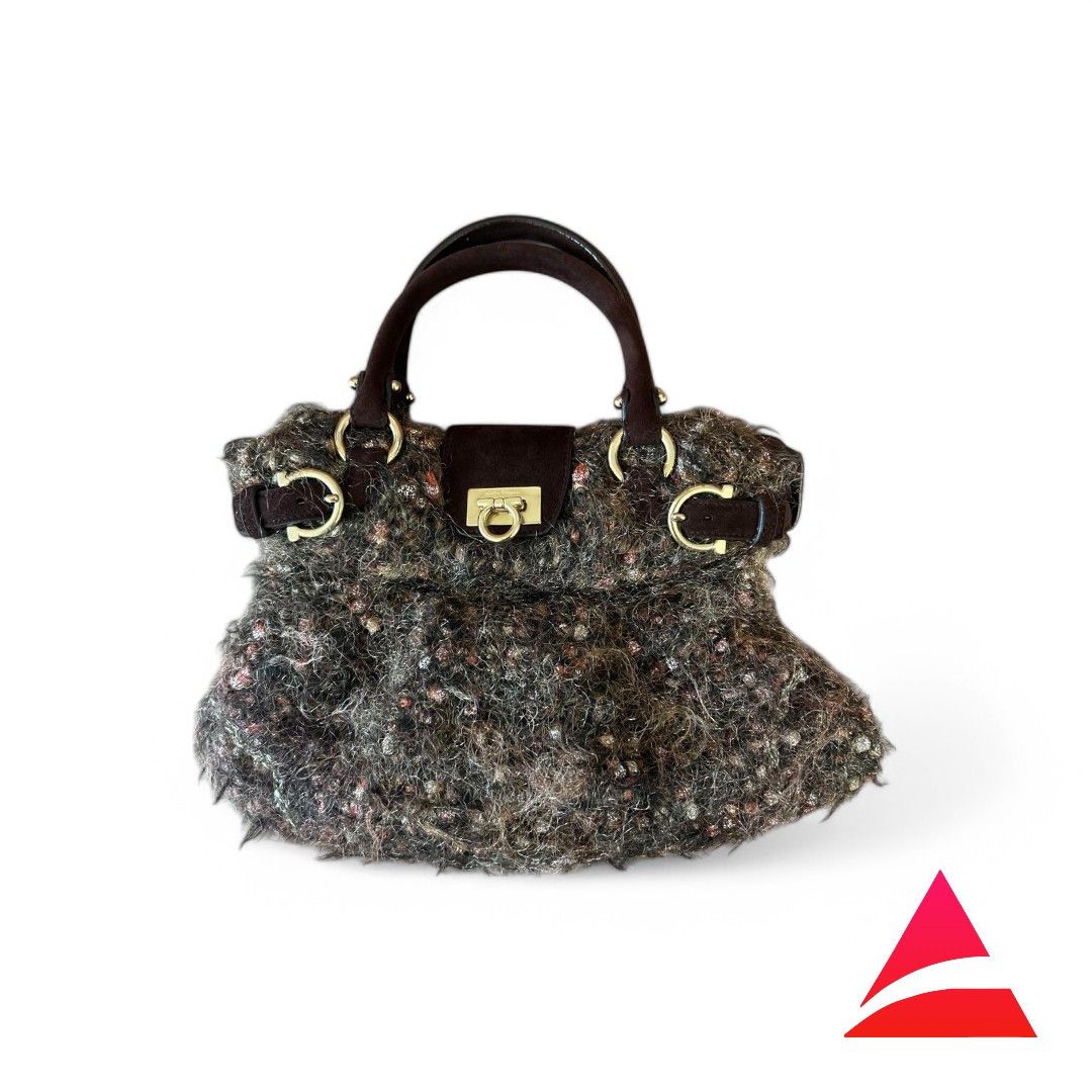 Salvatore Ferragamo Salvatore Ferragamo - Gancini Marisa Tweed Handbag Fur Size ONE SIZE - 1 Thumbnail