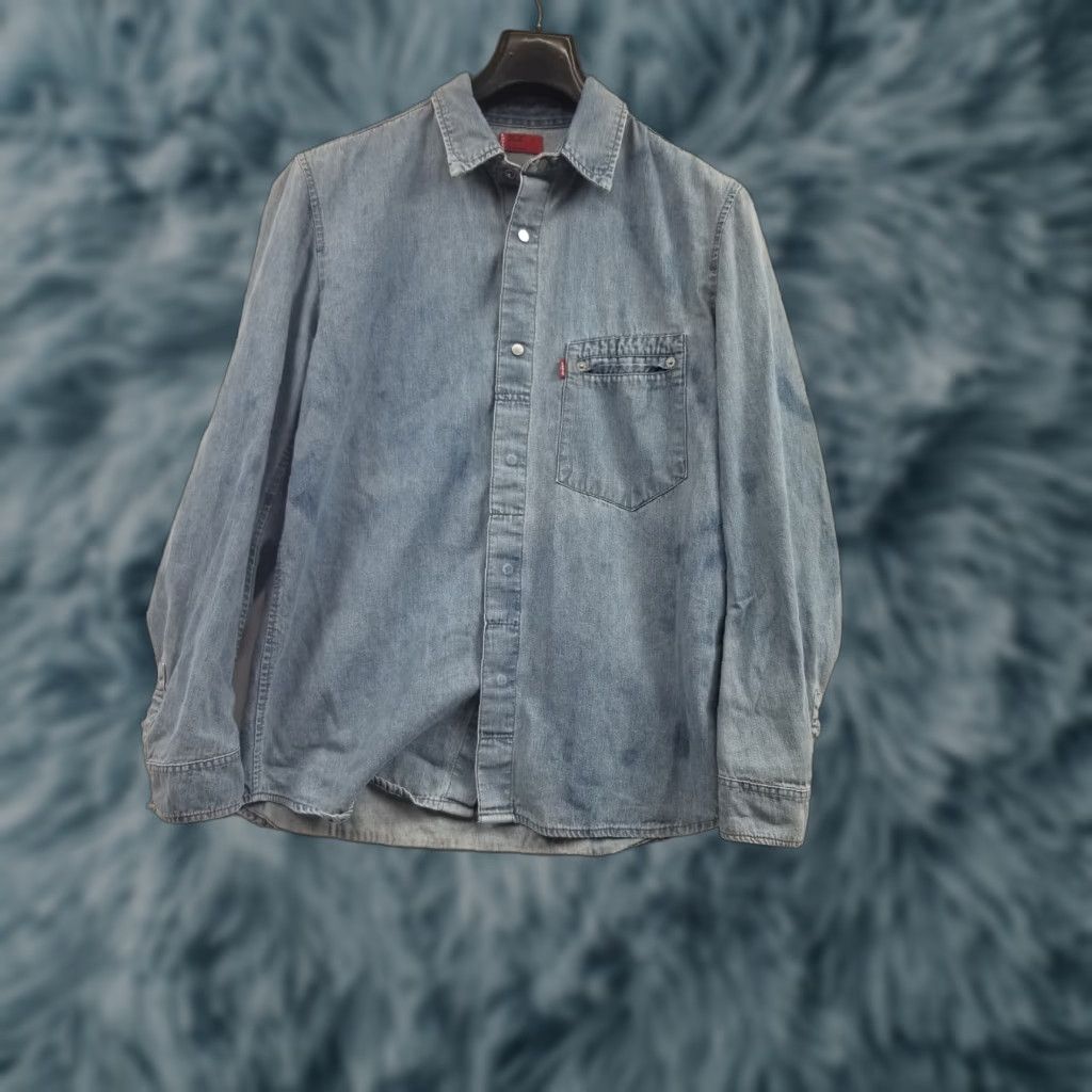 Levi's VINTAGE Levi's Denim Shirt Mens M Long Sleeve Blue Button-Up Collared Pocketed Cowboy Western 90s Casual Workwear Size US M / EU 48-50 / 2 - 1 Thumbnail