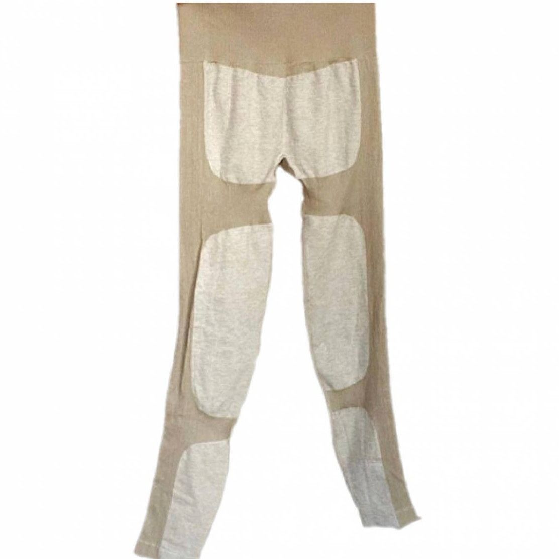 Nine One Seven NEW Tan Cream Beige Colorblock Stripe Ribbed Knit Leggings Size 30" / US 8 / IT 44 - 14 Thumbnail
