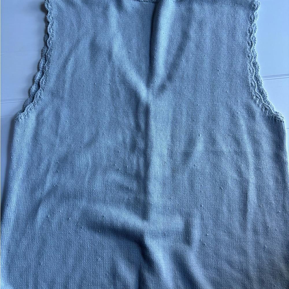Designer Vintage Knitted Crochet Baby Blue Vest Size XXL / US 16-18 / IT 52-54 - 3 Thumbnail