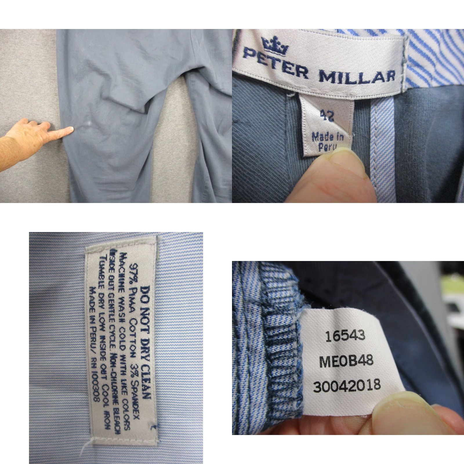 Peter Millar Peter Millar Crown Sport Pants Men's 40 Blue 5-Pocket Golf Stretch Chino Straightwear (Regular) Mens Cancelled Size US 40 / EU 56 - 8 Thumbnail