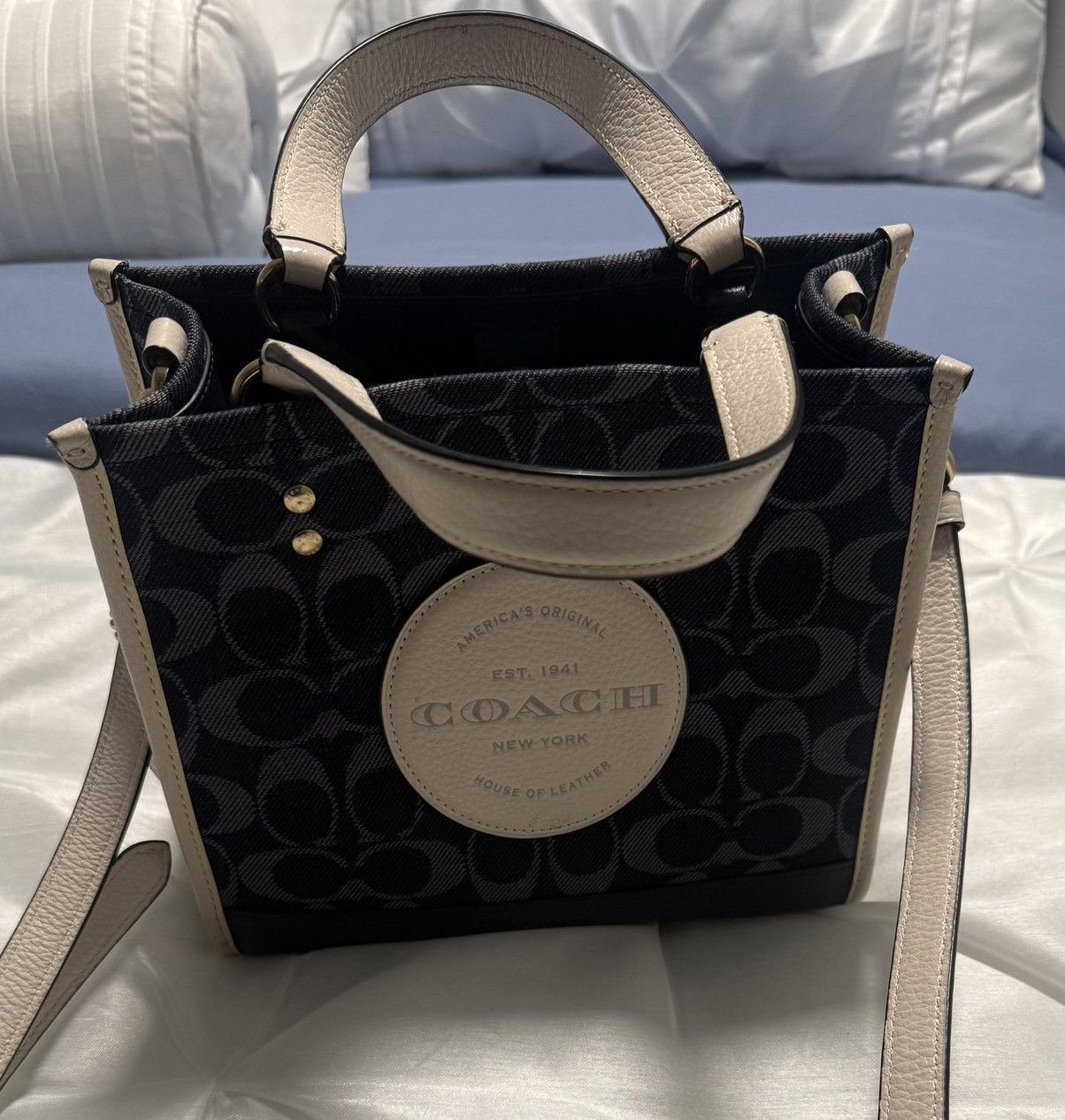 Coach Coach Denim/Cream Signature Dempsey Mini Tote 22in Size ONE SIZE - 3 Thumbnail