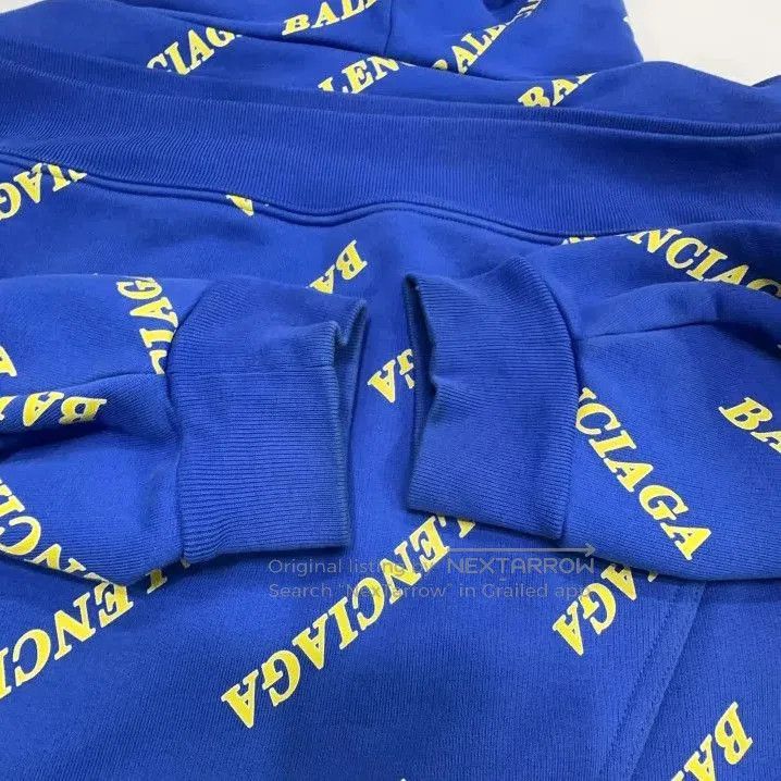 Balenciaga Balenciaga Blue Logo Hooded Sweatshirt. Size US XS / EU 42 / 0 - 9 Thumbnail