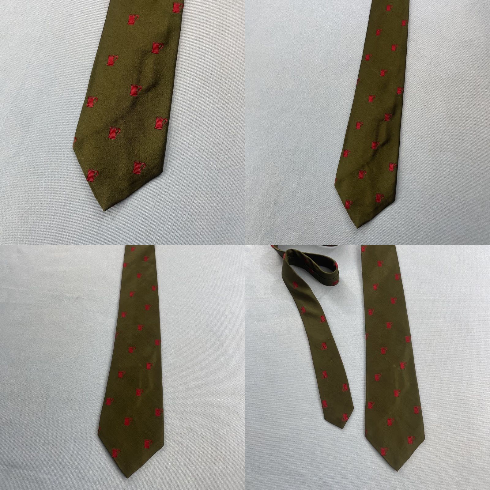 Etro VINTAGE Silk Tie 3x55 Green Red Coffee Mug Pattern Polka Dot Neck Tie Men One Size Adjustable Handmade Silk Vintage Designer Neckwear#> Size ONE SIZE - 10 Thumbnail
