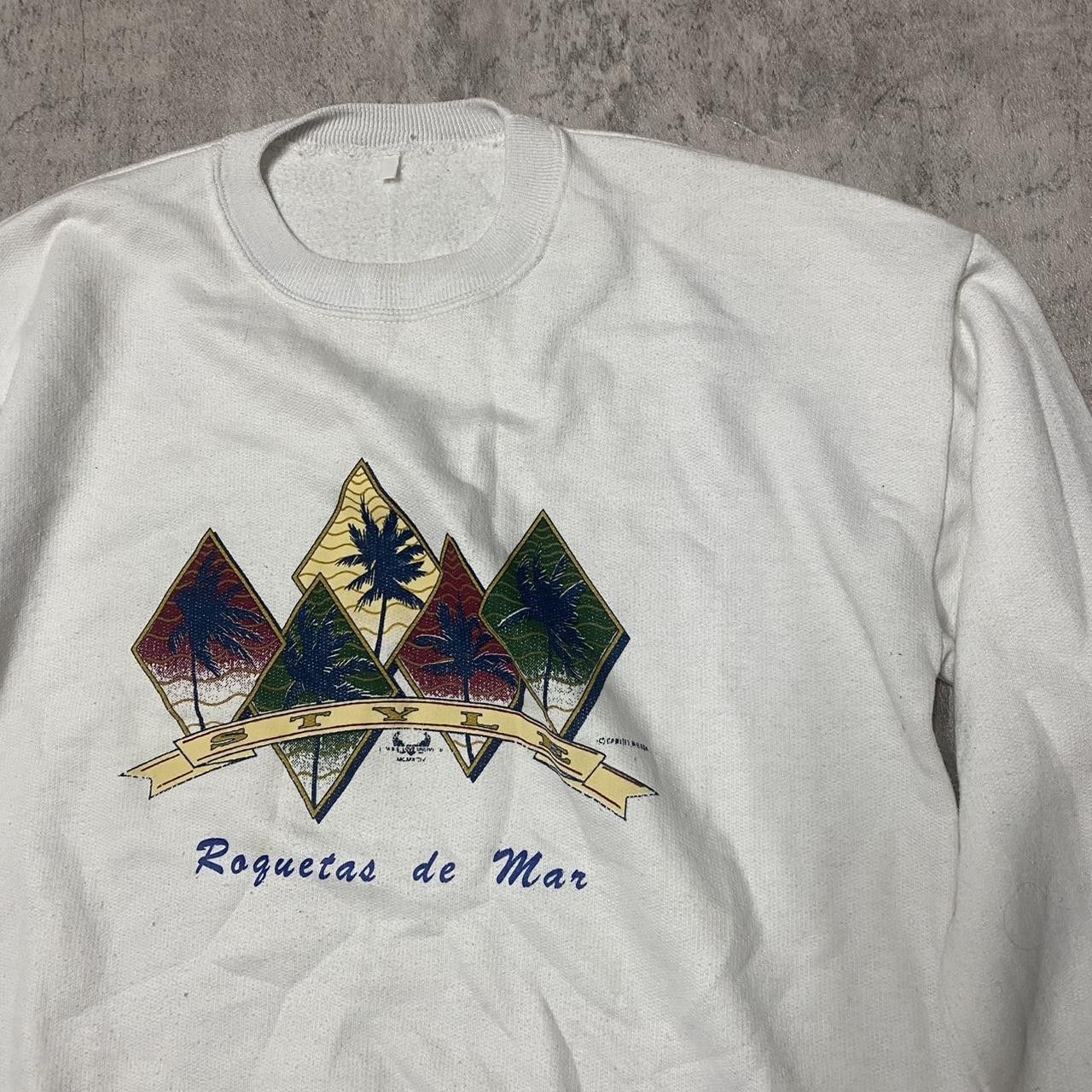 Other White vintage 90s crewneck sweatshirt with multi-coloured Size US L / EU 52-54 / 3 - 2 Thumbnail