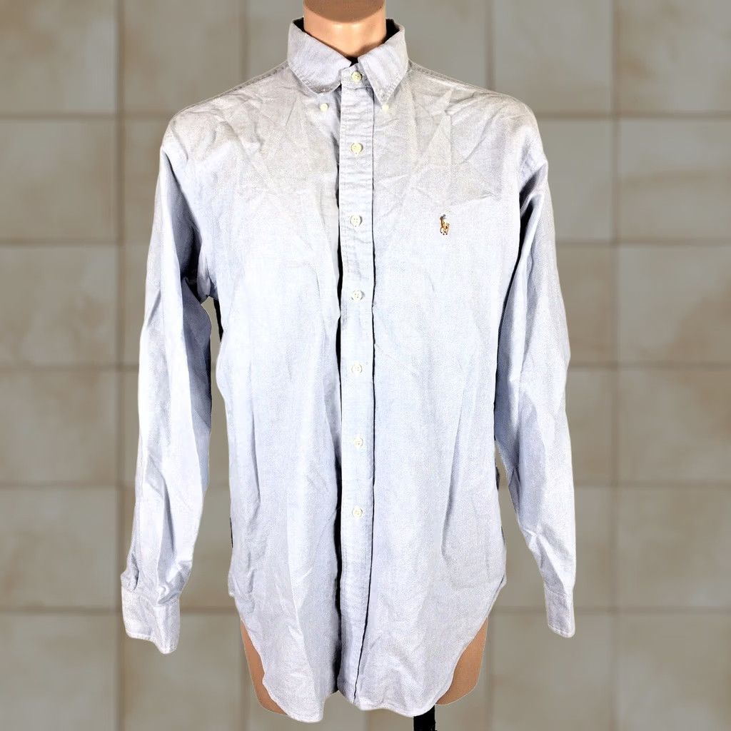 Polo Ralph Lauren VINTAGE Polo Ralph Lauren Yarmouth Denim Chambray Shirt Men 16 1/2-36 L/S Casual Blue 90s Pony Logo Mens Size US XL / EU 56 / 4 - 1 Thumbnail