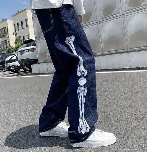 image of Embroidery Skeleton Straight Jean in Blue, Men's (Size 30)