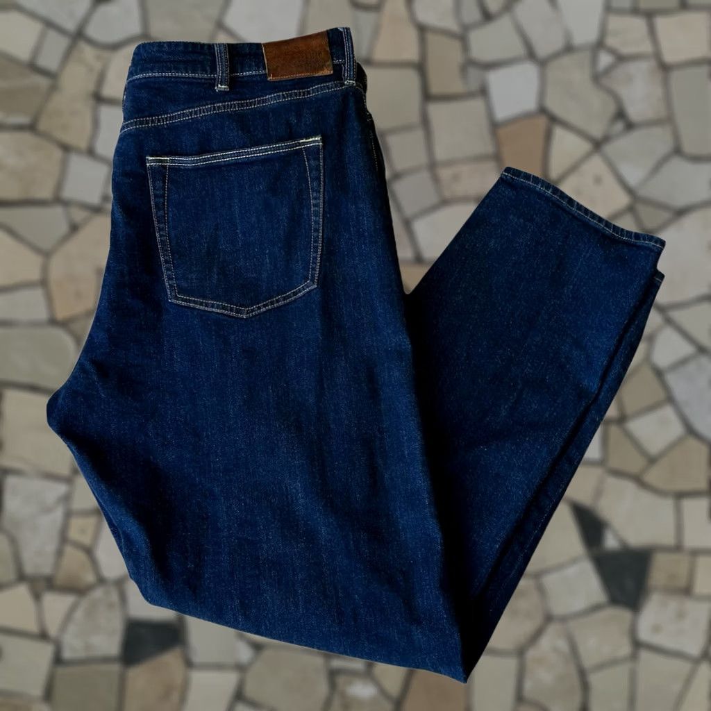 Denime Flint & Tinder Jeans Athletic Tapered Red Line Selvedge Blue 40x33 Mens Jeans Denim Stretch 5-Pocket Modern City USA Style Size US 40 / EU 56 - 1 Thumbnail