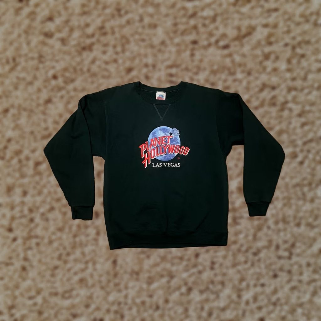 Planet Hollywood VINTAGE Planet Hollywood Sweatshirt Green Crewneck USA 90s Adult Large Unisex Mens Womens Regular Size L Centered Front Embroidered Lettering Size US L / EU 52-54 / 3 - 1 Thumbnail