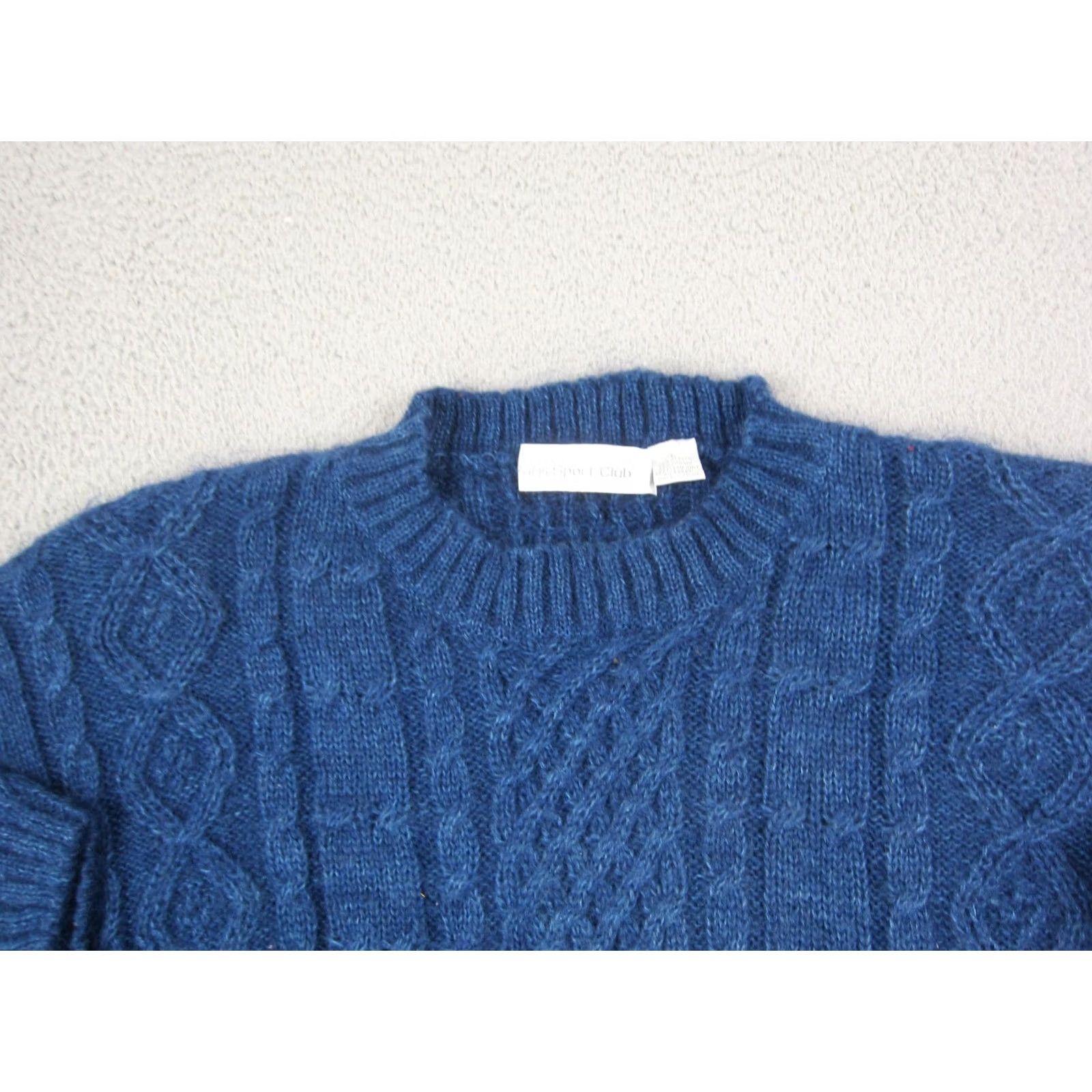 Vintage VINTAGE Paris Sport Club Sweater Womens Large Blue Cable Knit Mohair Crewneck Size L / US 10 / IT 46 - 2 Thumbnail